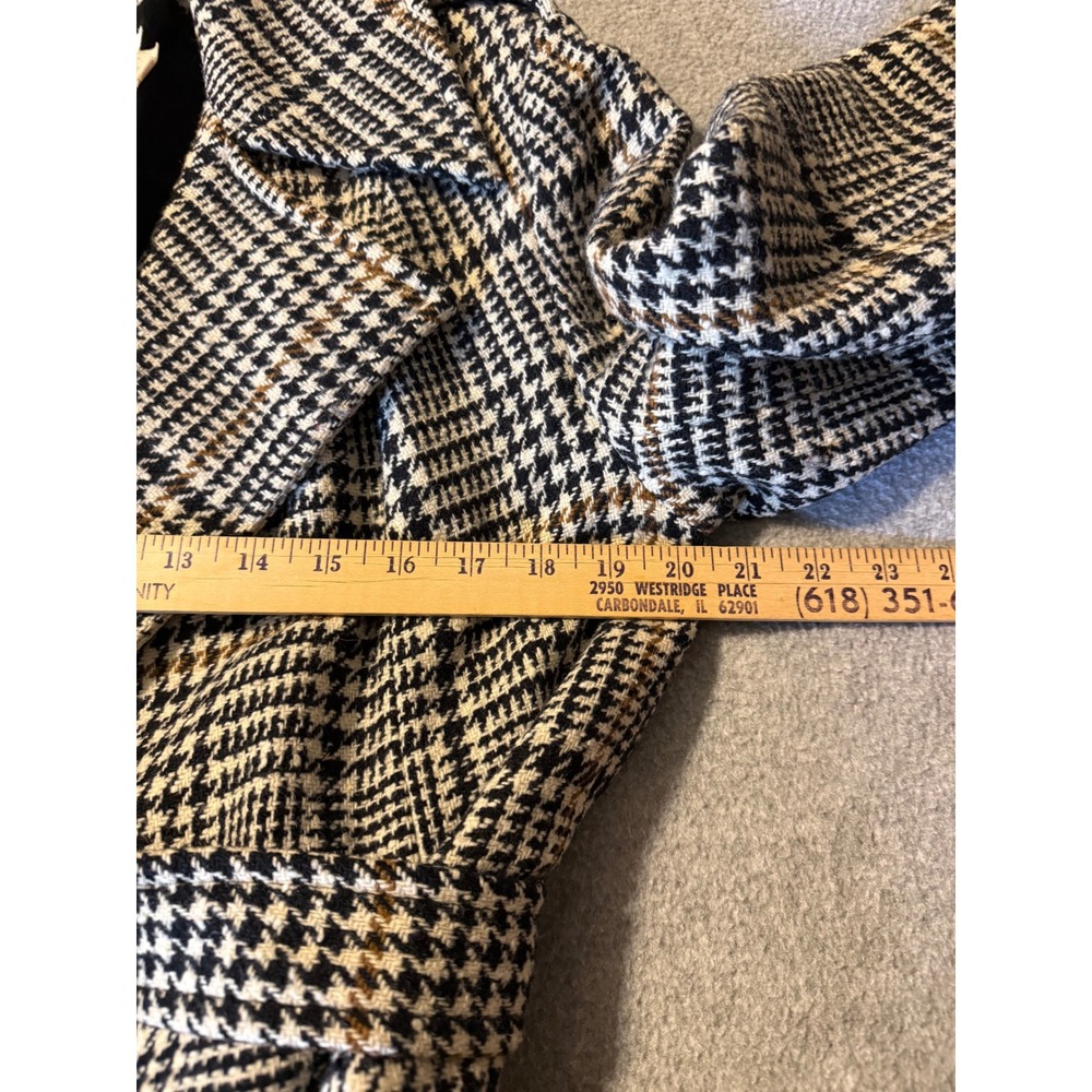 Vintage Pendleton Wool Trench Coat Houndstooth Glen Plaid Double Breasted Belted - Picture 13 of 16